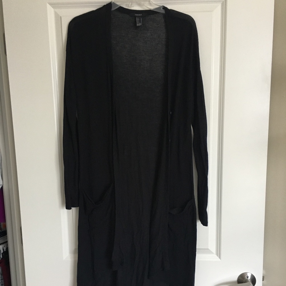 Long black light weight cardigan